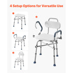 Heavy-Duty Swivel Shower Chair with Arms and Back