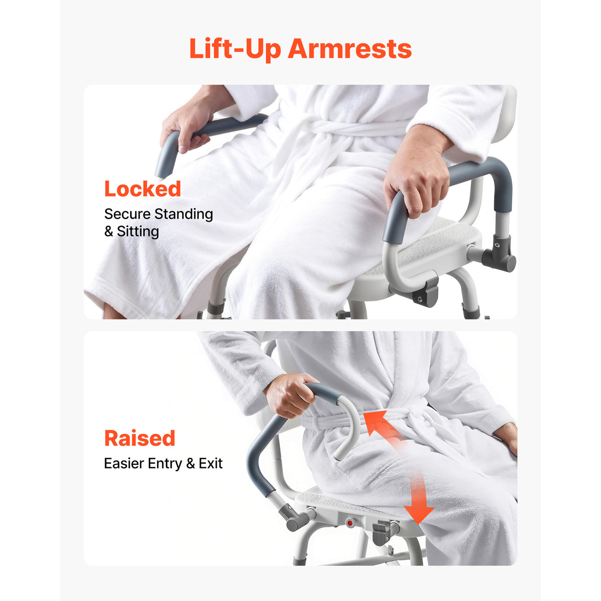 Heavy-Duty Swivel Shower Chair with Arms and Back