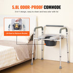 Adjustable Bedside Commode Chair with Padded Seat