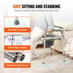Adjustable Bedside Commode Chair with Padded Seat
