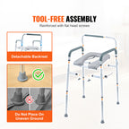 Adjustable Bedside Commode Chair with Padded Seat