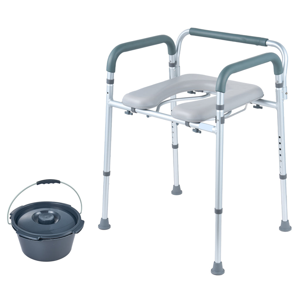 Adjustable Bedside Commode Chair with Padded Seat