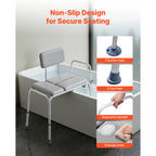Tub Transfer Bench with Padded Seat & Reversible Backrest