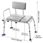 Tub Transfer Bench with Padded Seat & Reversible Backrest