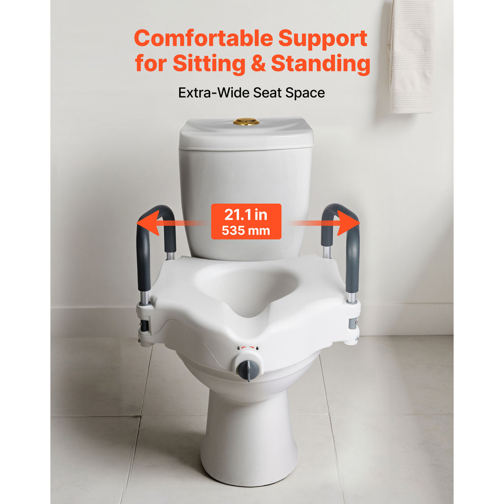 5-Inch Raised Toilet Seat with Padded Arms