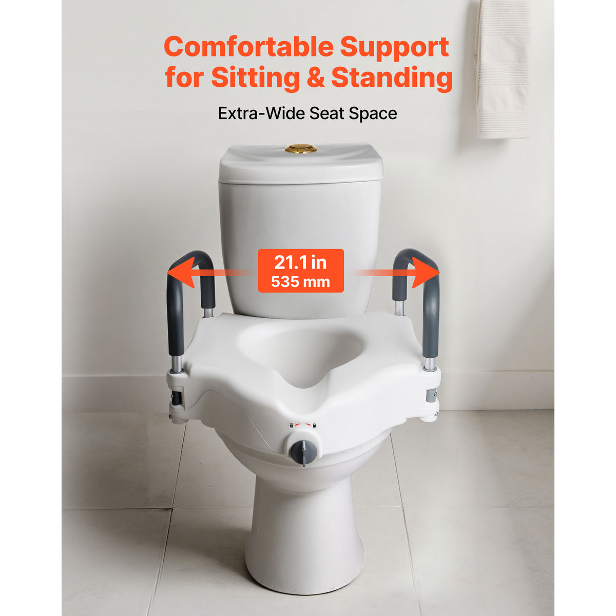 5-Inch Raised Toilet Seat with Padded Arms
