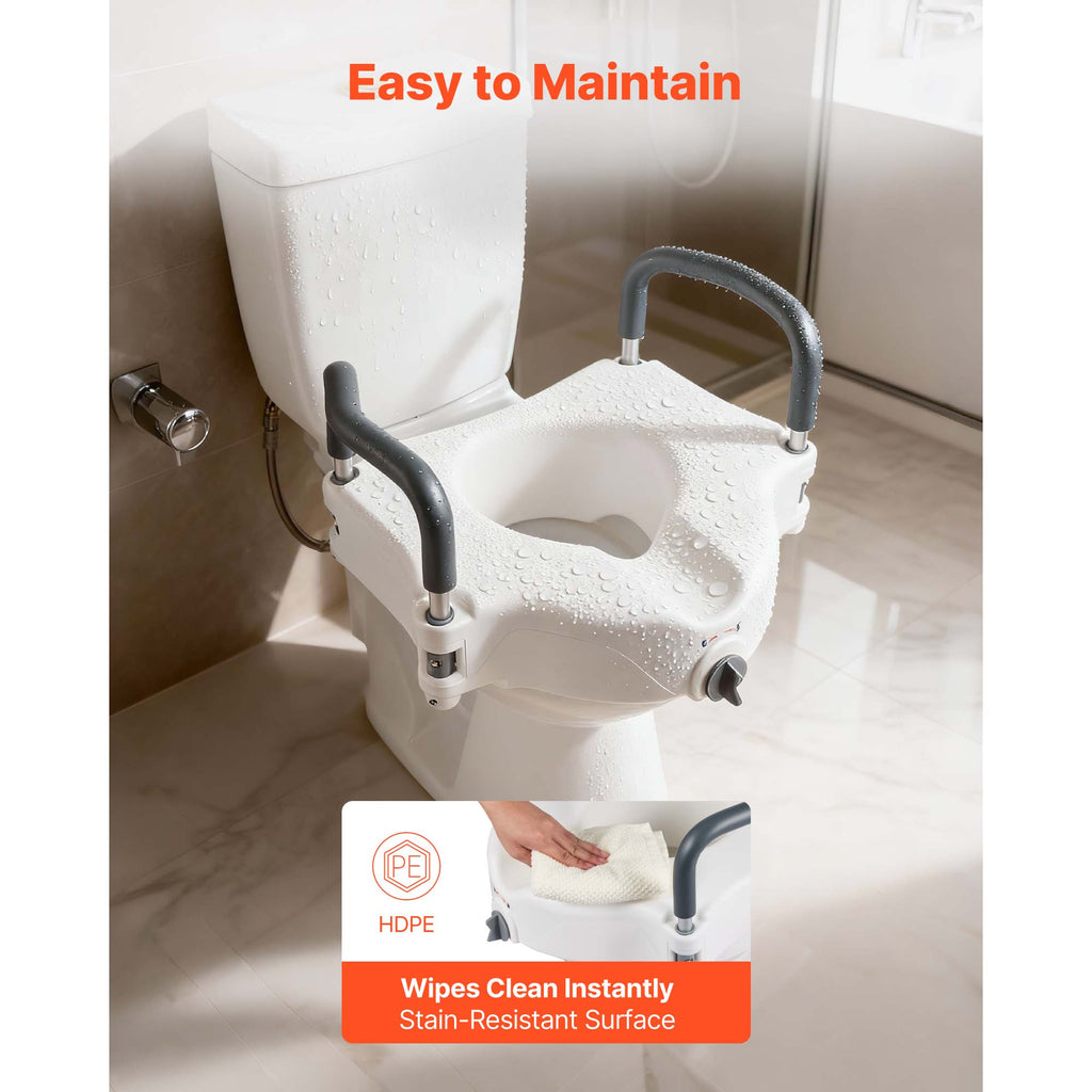 5-Inch Raised Toilet Seat with Padded Arms