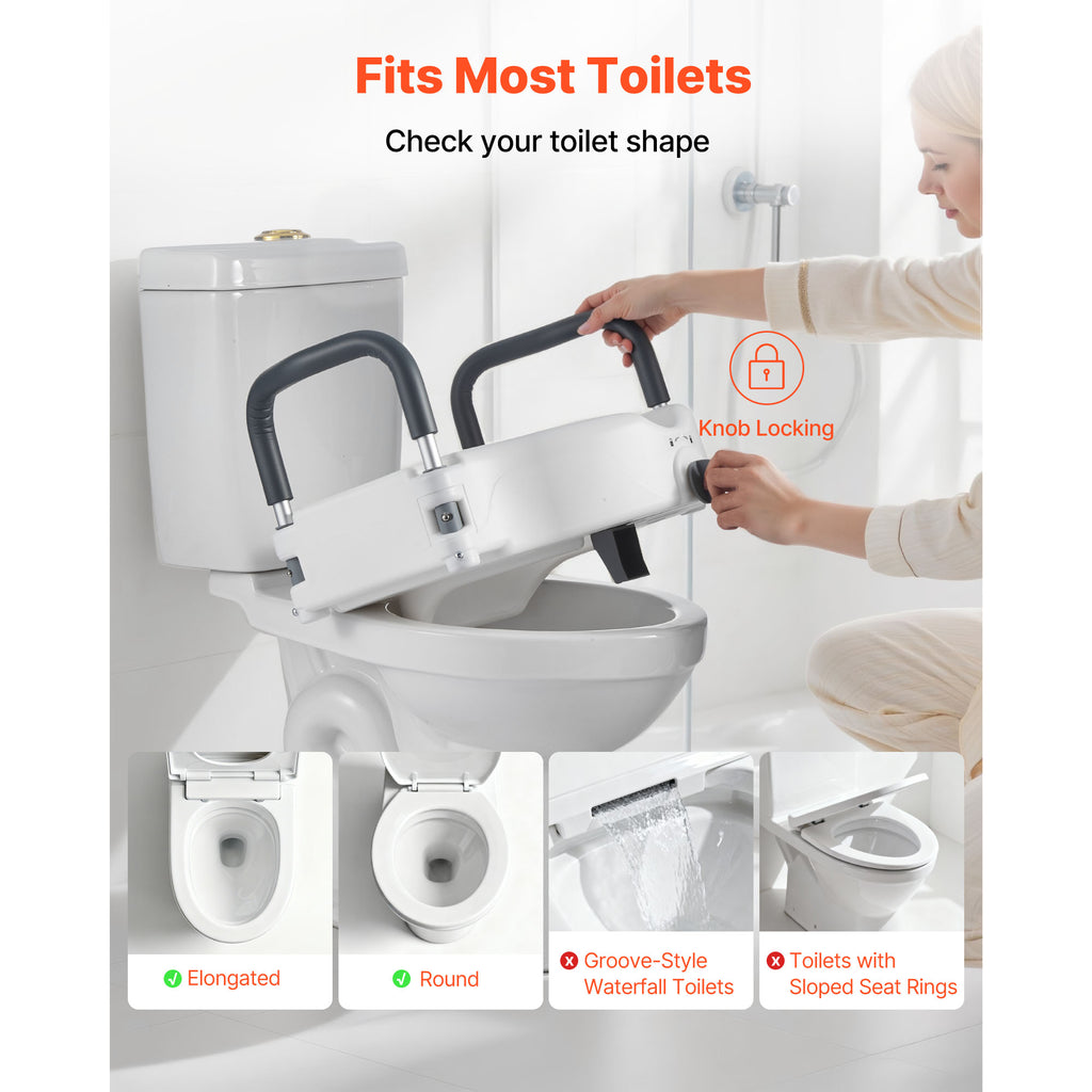 5-Inch Raised Toilet Seat with Padded Arms