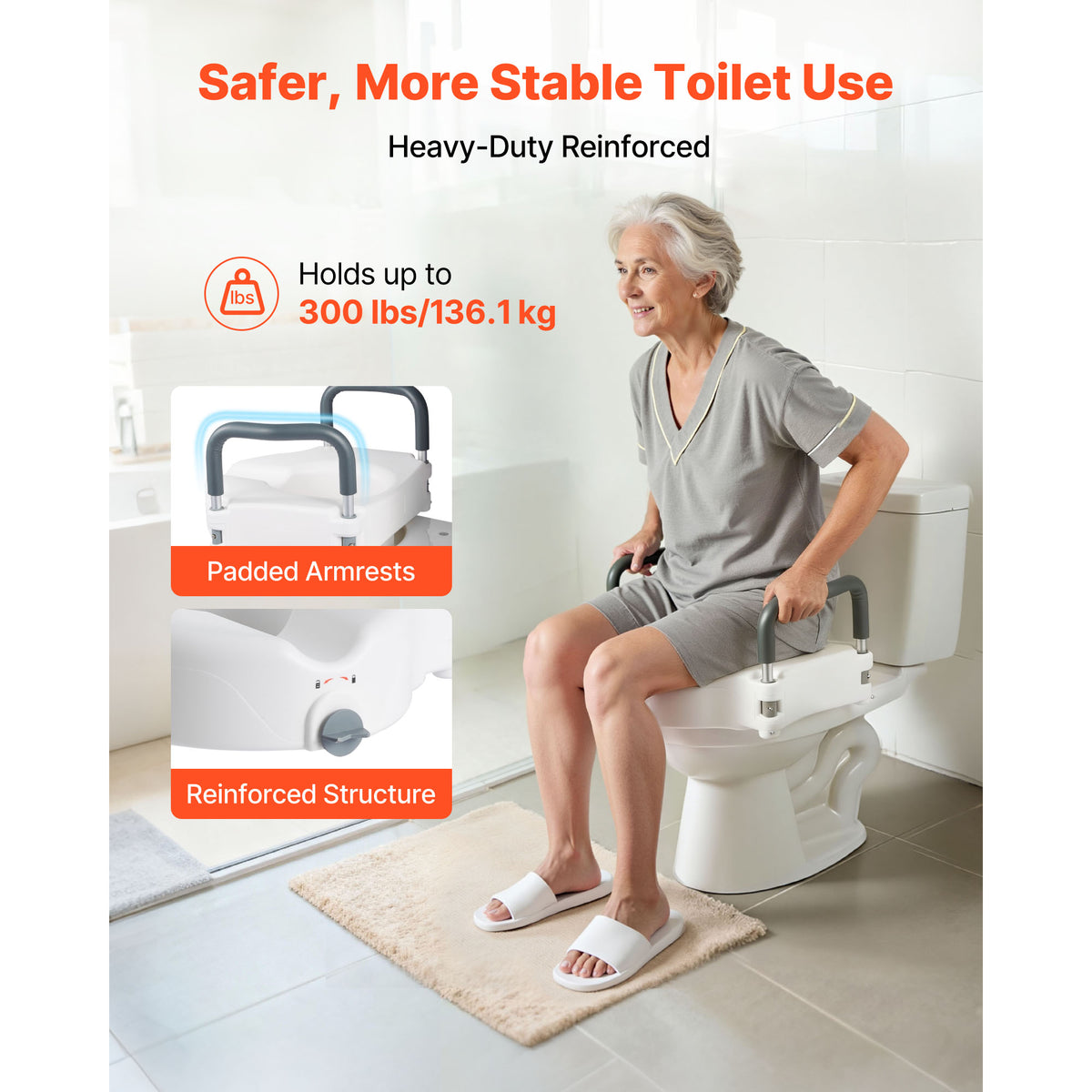 5-Inch Raised Toilet Seat with Padded Arms