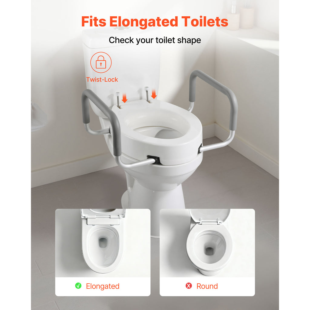 3.5-Inch Raised Toilet Seat with Padded Arms