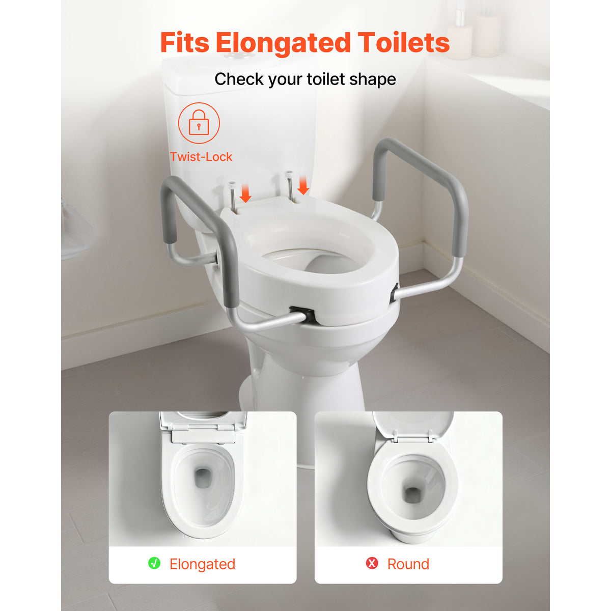 3.5-Inch Raised Toilet Seat with Padded Arms