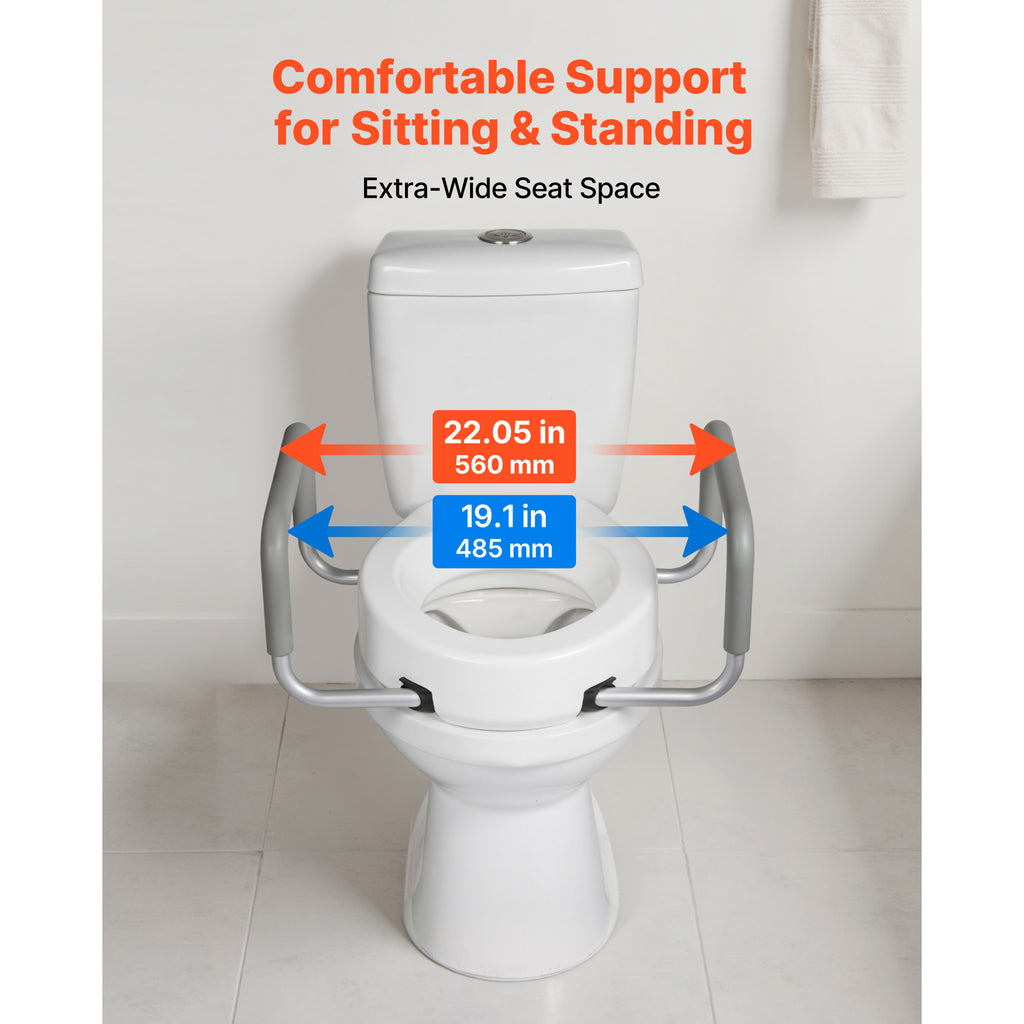 3.5-Inch Raised Toilet Seat with Padded Arms