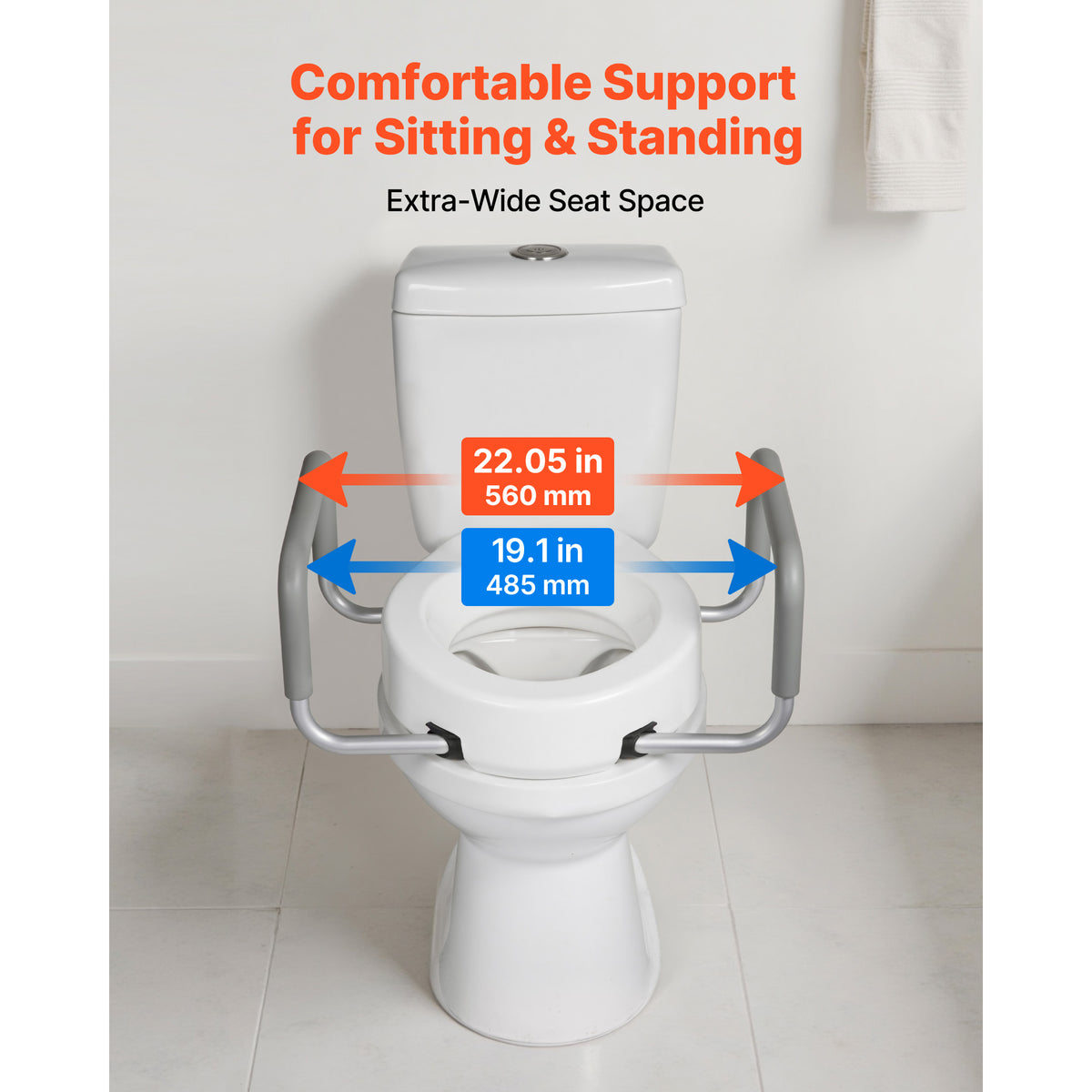 3.5-Inch Raised Toilet Seat with Padded Arms