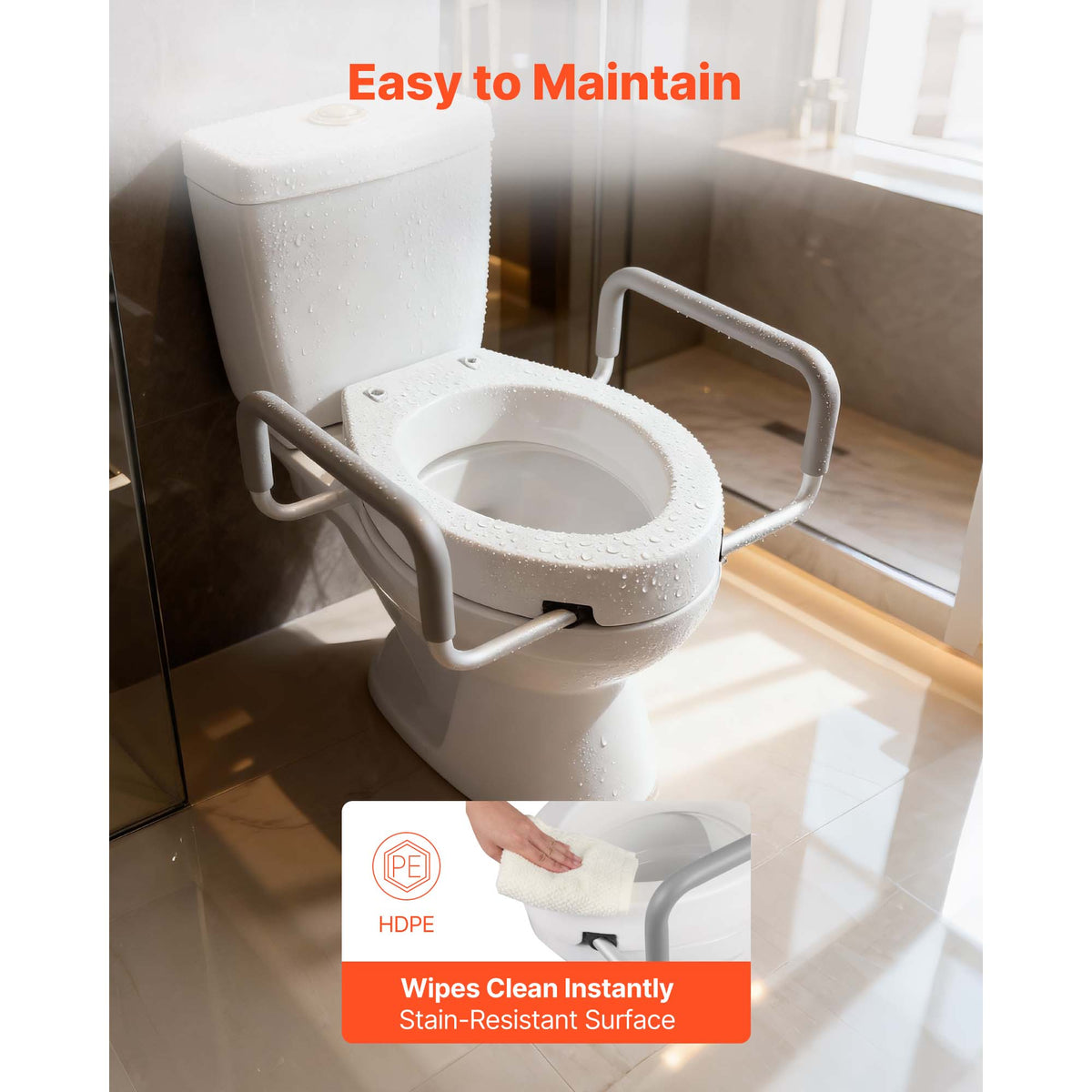 3.5-Inch Raised Toilet Seat with Padded Arms