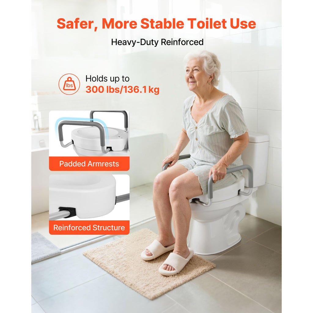 3.5-Inch Raised Toilet Seat with Padded Arms