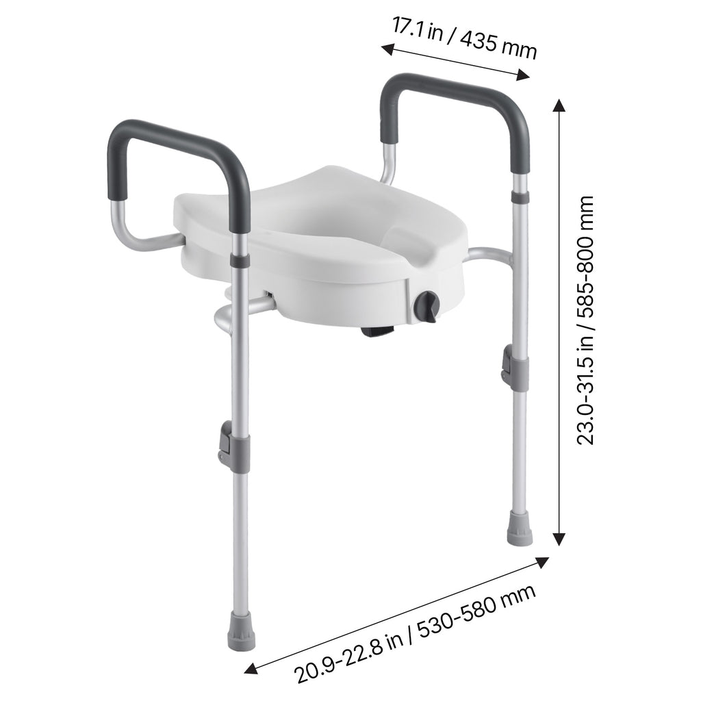 Adjustable 5-Inch Raised Toilet Seat with Padded Arms