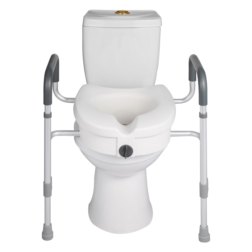 Adjustable 5-Inch Raised Toilet Seat with Padded Arms