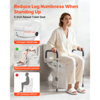 Adjustable 5-Inch Raised Toilet Seat with Padded Arms