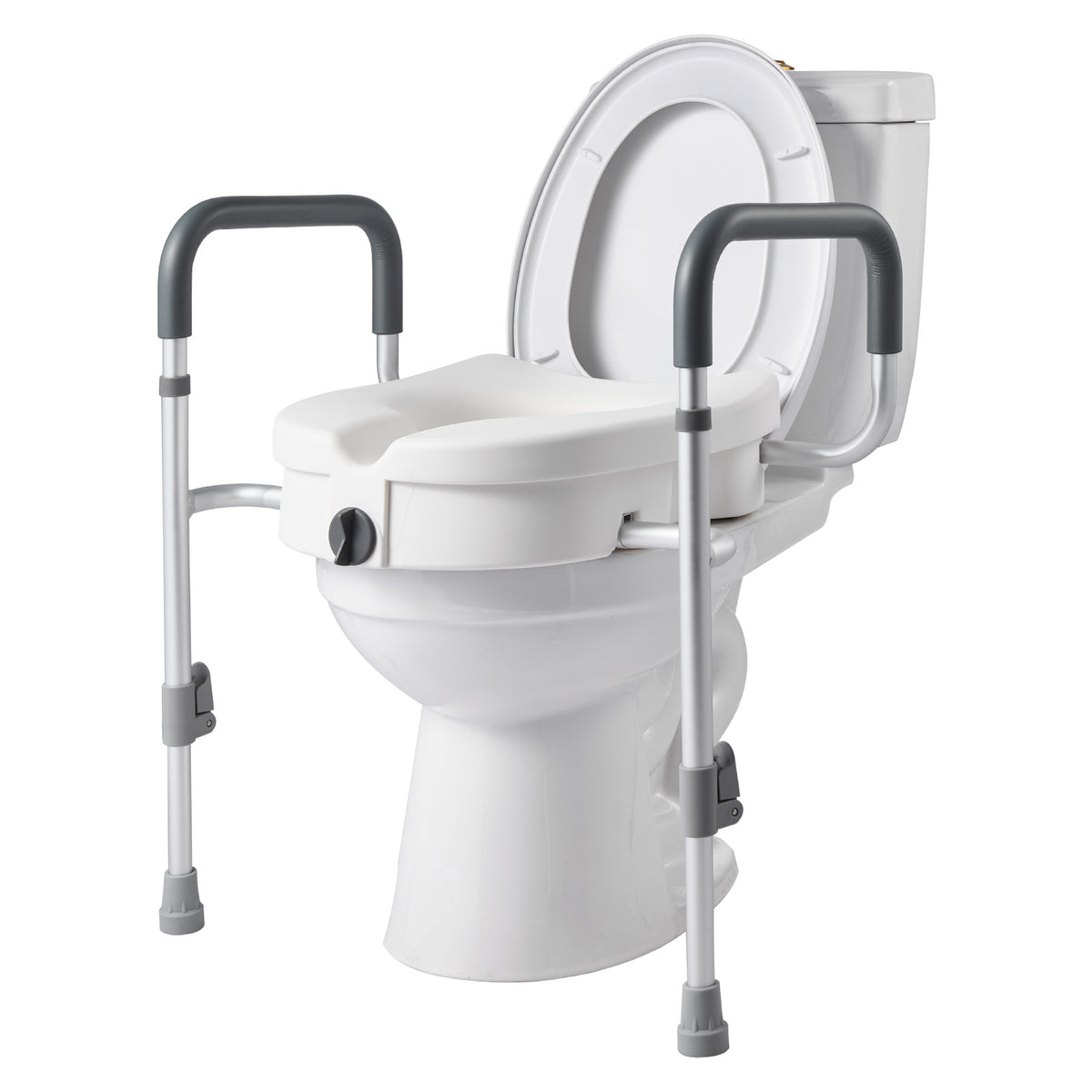 Adjustable 5-Inch Raised Toilet Seat with Padded Arms