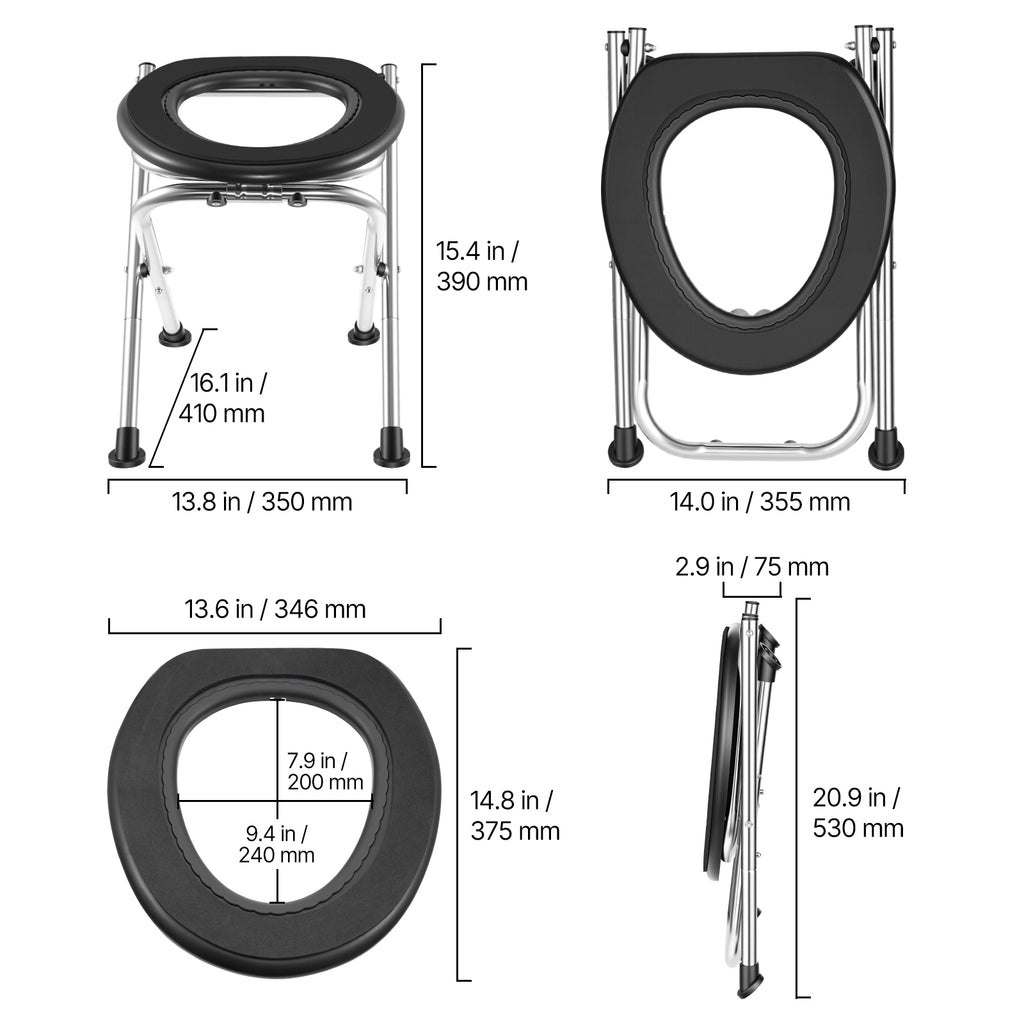 Portable Camping Toilet with Folding Frame