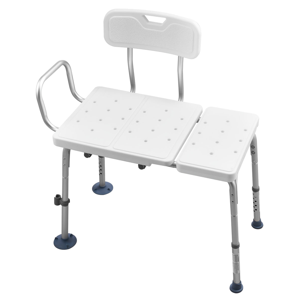 Adjustable Tub Transfer Bench with Arms, Backrest & Curtain Slot