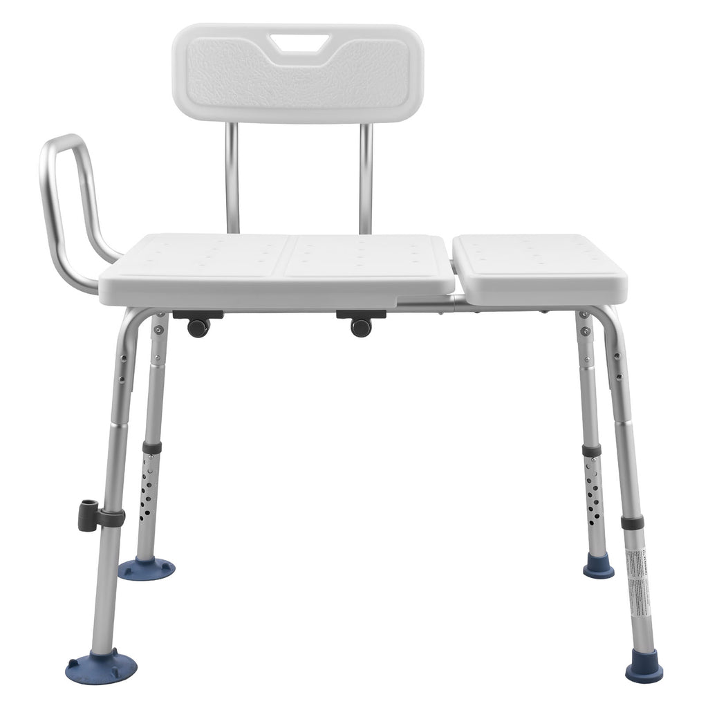 Adjustable Tub Transfer Bench with Arms, Backrest & Curtain Slot
