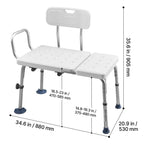 Adjustable Tub Transfer Bench with Arms, Backrest & Curtain Slot