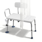 Adjustable Tub Transfer Bench with Arms, Backrest & Curtain Slot