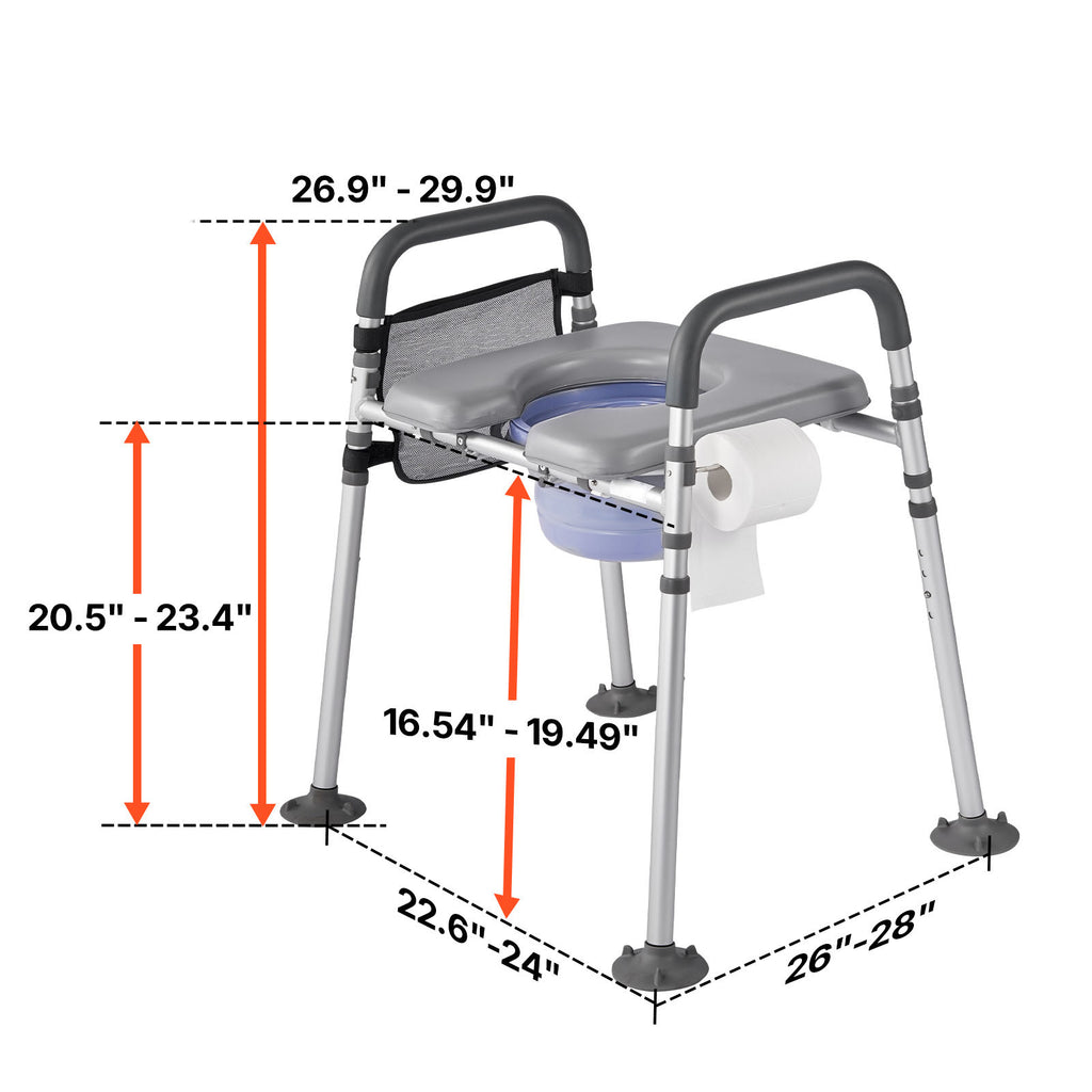 Adjustable 4-in-1 Bedside Commode Chair