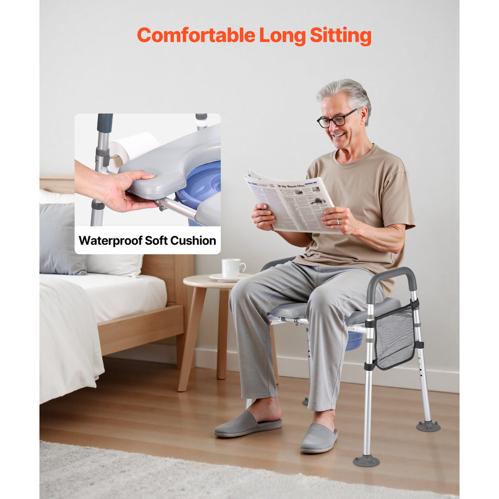 Adjustable 4-in-1 Bedside Commode Chair