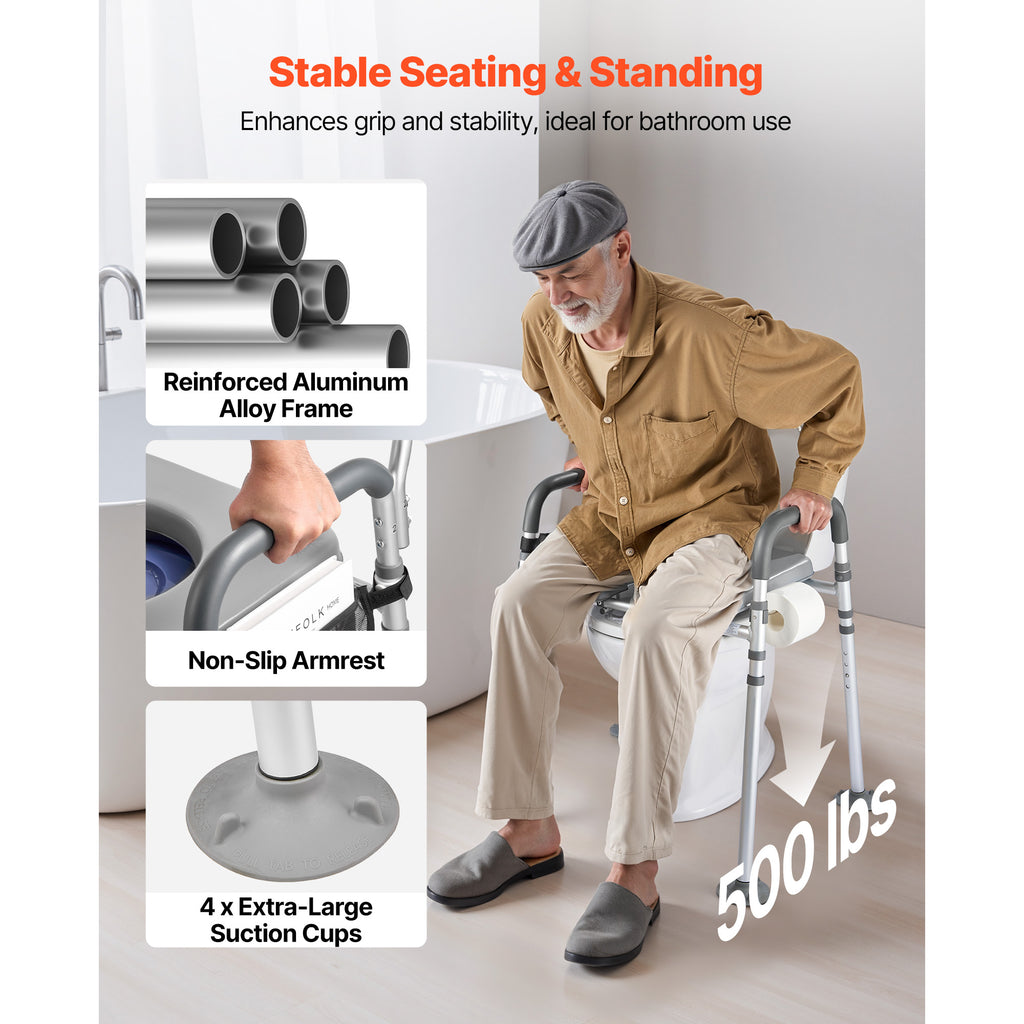 Adjustable 4-in-1 Bedside Commode Chair