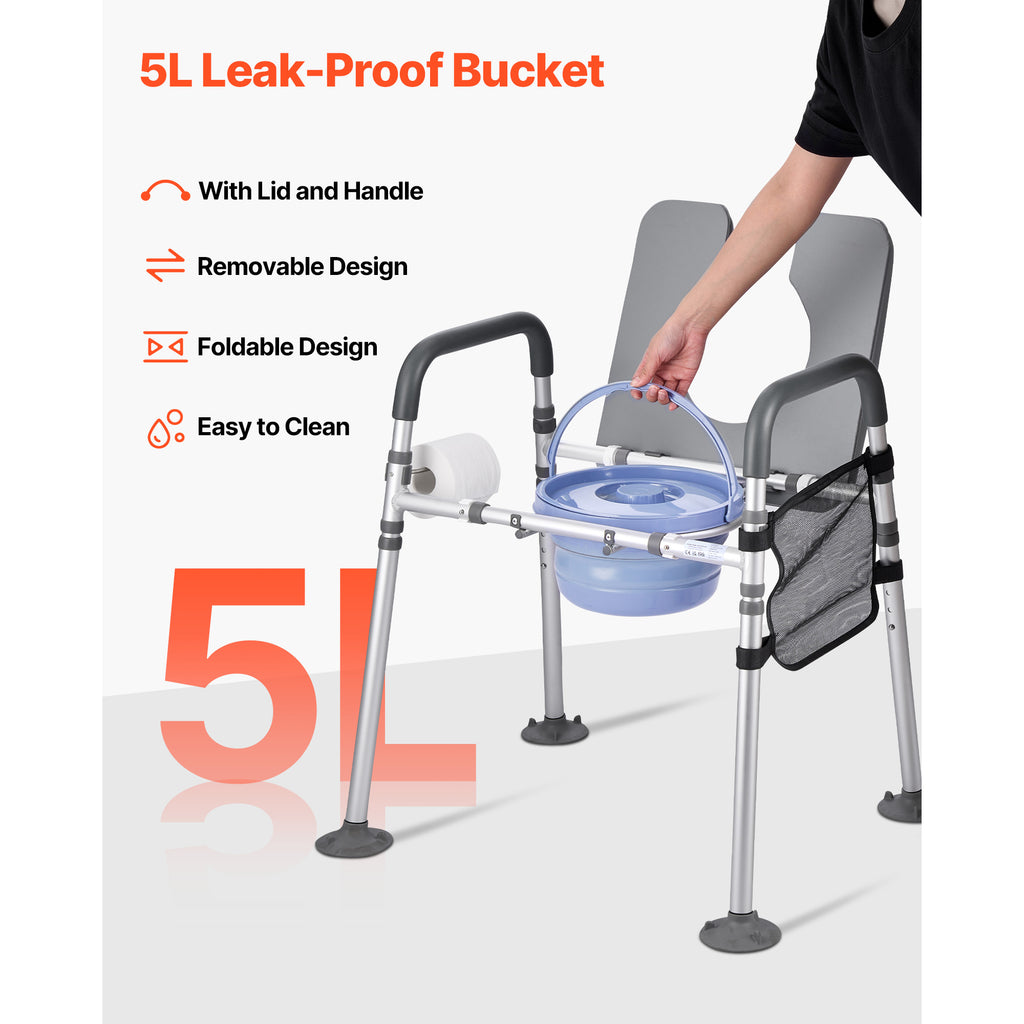 Adjustable 4-in-1 Bedside Commode Chair