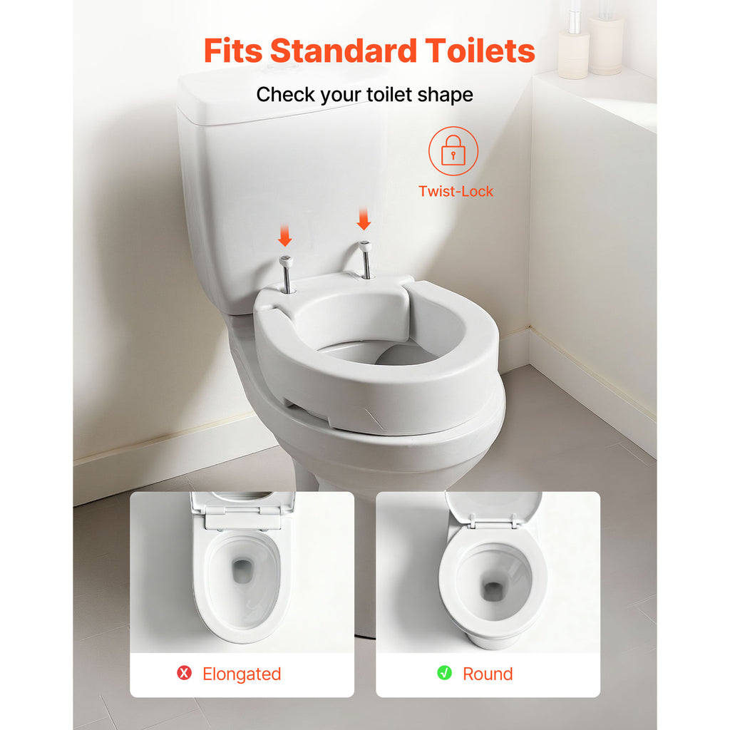 3.5-Inch Lift Raised Toilet Seat Riser