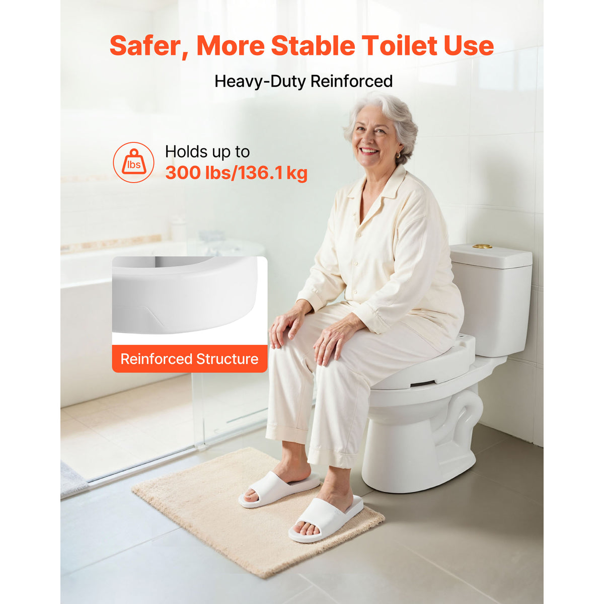 3.5-Inch Lift Raised Toilet Seat Riser