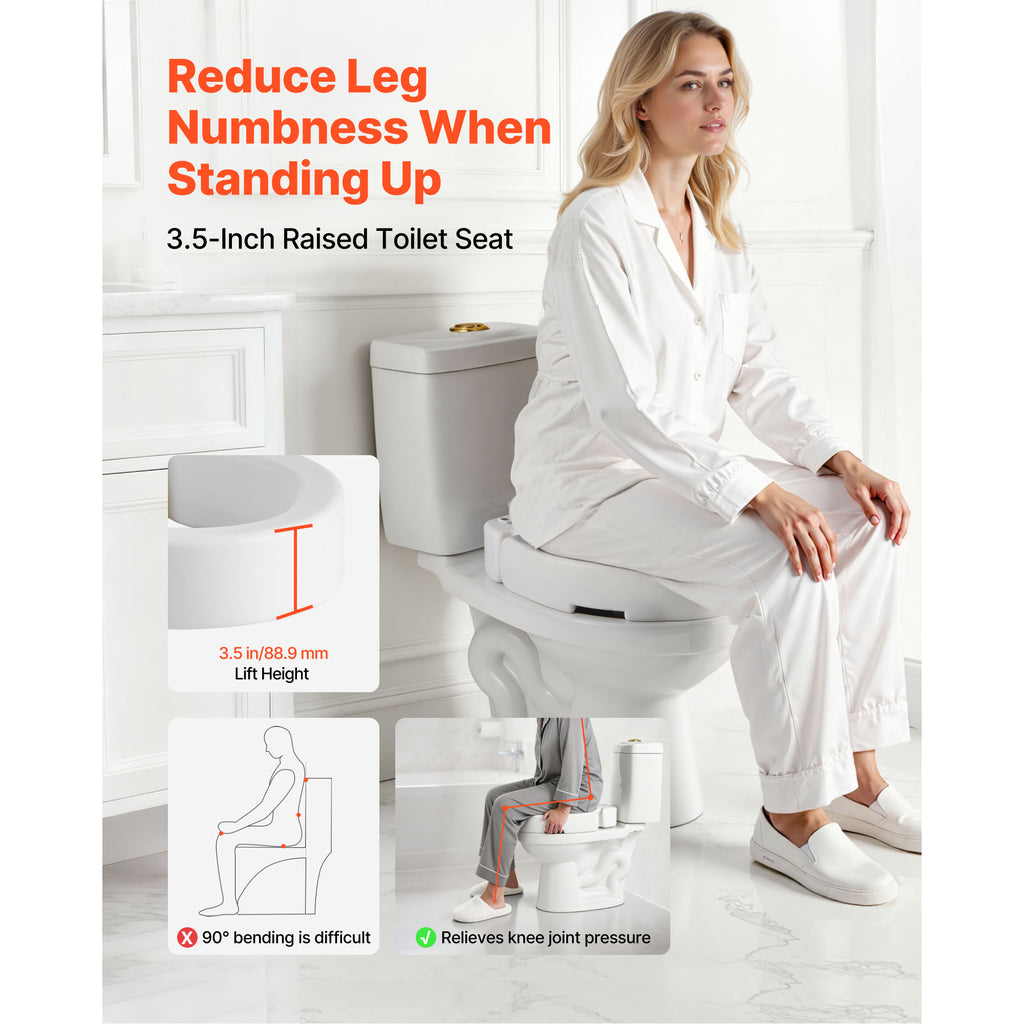 3.5-Inch Lift Raised Toilet Seat Riser