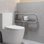 Flip-Up Toilet Grab Bar with Paper Holder, Wall Mounted