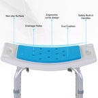 Adjustable Shower Chair with Curved Seat, 6 Height Settings & Non-Slip Feet