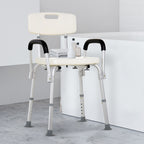 Shower Chair with Removable Arms, Adjustable Aluminum Bath Seat