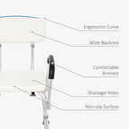 Shower Chair with Removable Arms, Adjustable Aluminum Bath Seat