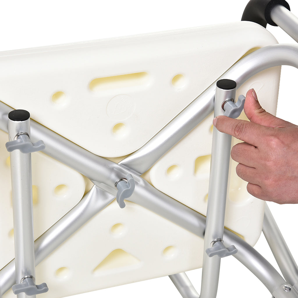 Shower Chair with Removable Arms, Adjustable Aluminum Bath Seat