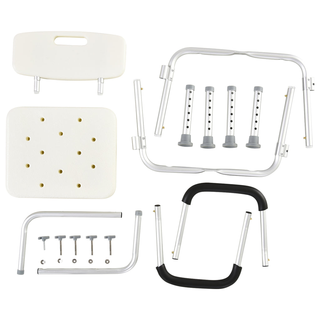 Shower Chair with Removable Arms, Adjustable Aluminum Bath Seat