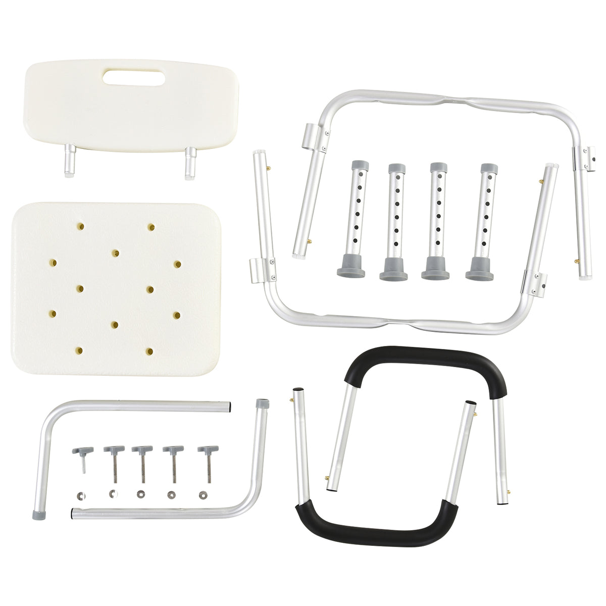 Shower Chair with Removable Arms, Adjustable Aluminum Bath Seat