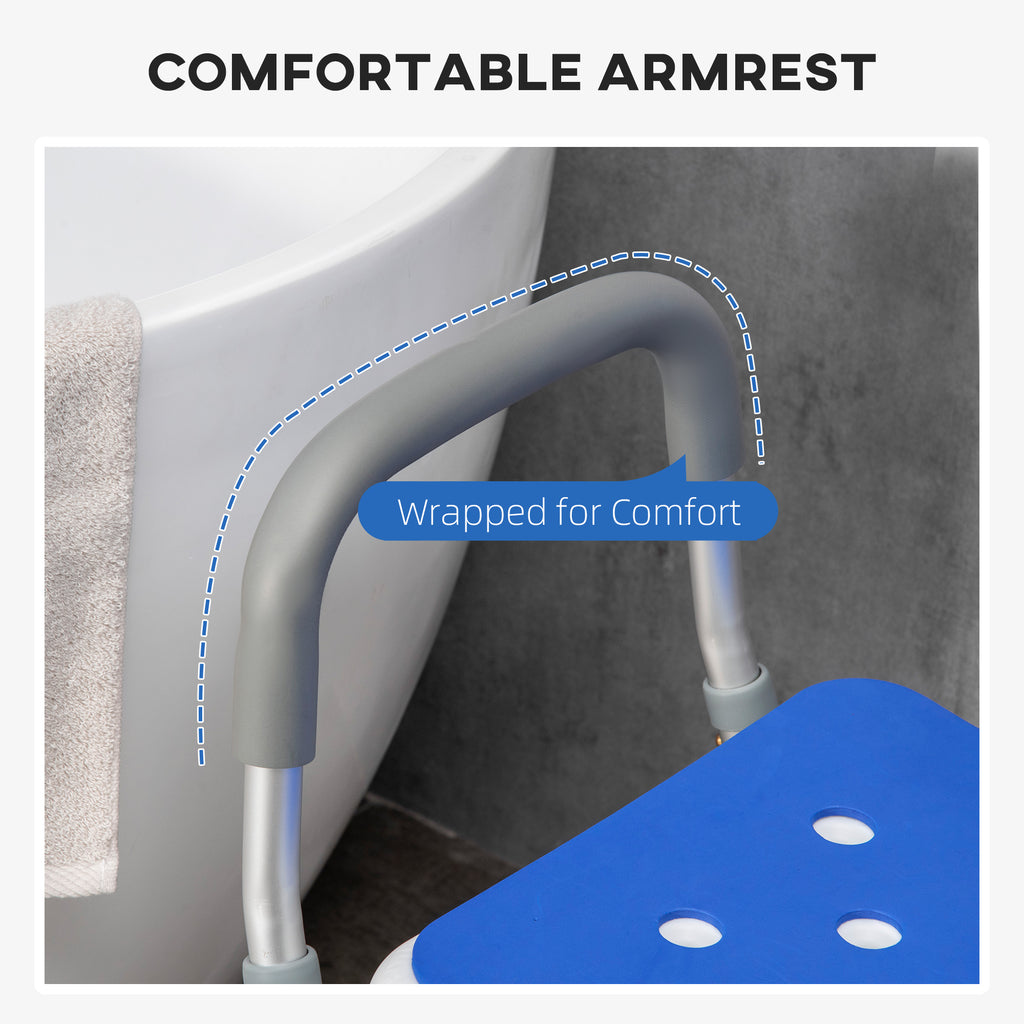 Adjustable Padded Shower Chair with Arms & Back