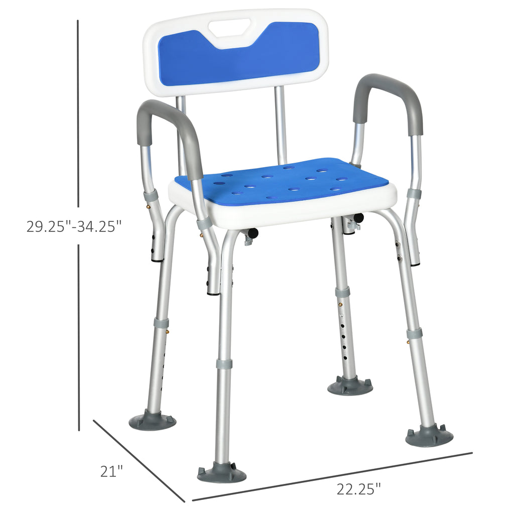 Adjustable Padded Shower Chair with Arms & Back