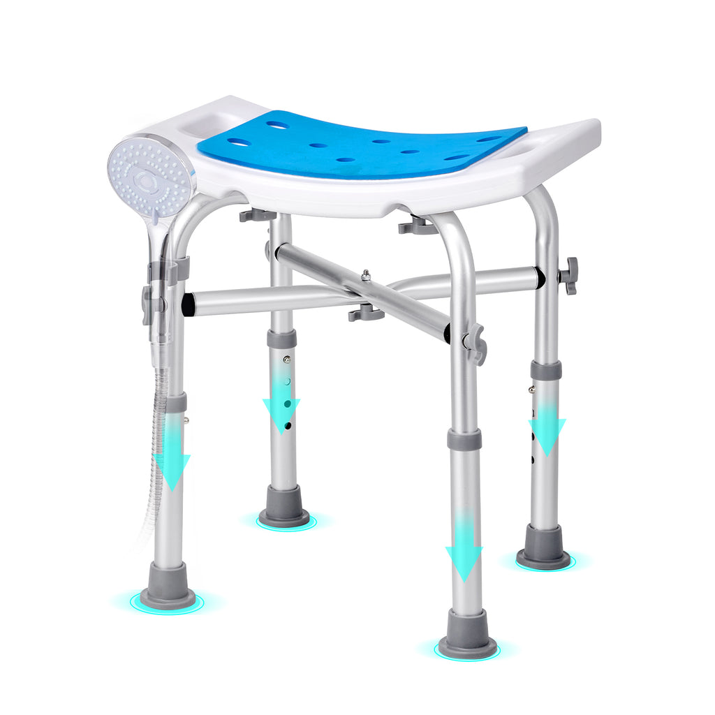 Adjustable Shower Chair with Crossbar Support
