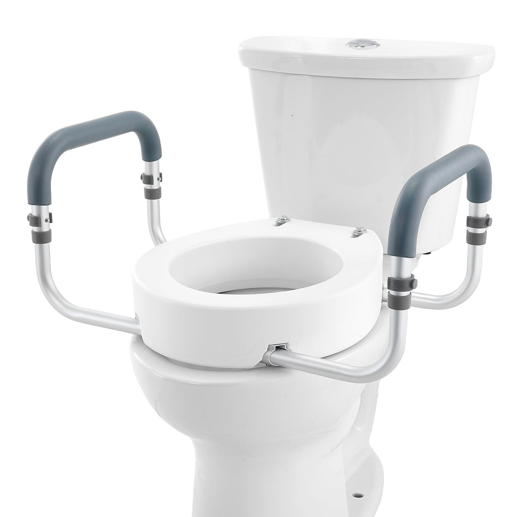 3.5-Inch Lift Raised Toilet Seat with Padded Armrests