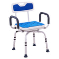 360° Swivel Adjustable Height Shower Chair with Armrests & Backrest