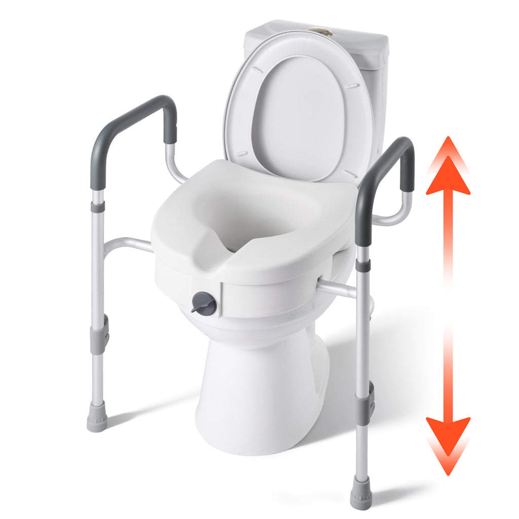 Adjustable 5-Inch Raised Toilet Seat with Padded Arms