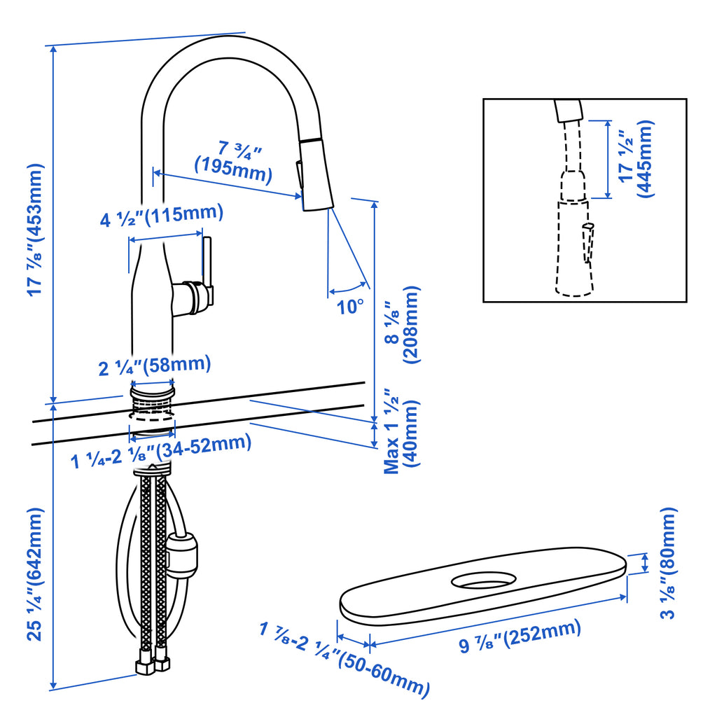 IJDD Pull Down Kitchen Faucet for Home Kitchens, Brushed Nickel