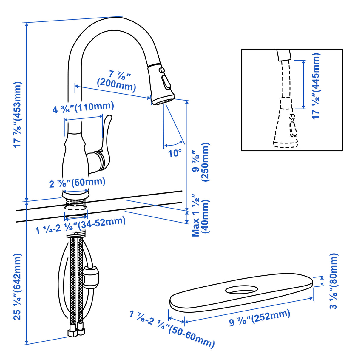 IJDD Pull Down Kitchen Faucet for Home Kitchens, Matte Black